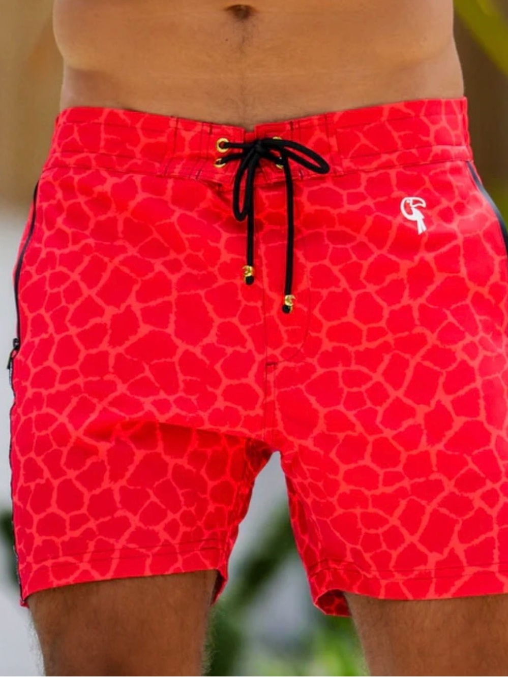 NWT! TUCANN Men’s Red Patterned Swim Trunks
